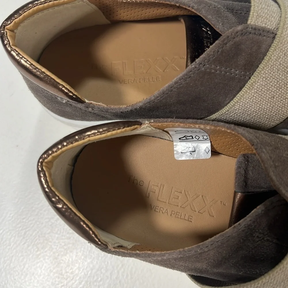 The flax Vera Pelle 7.5 slip on sneakers brown worn once!